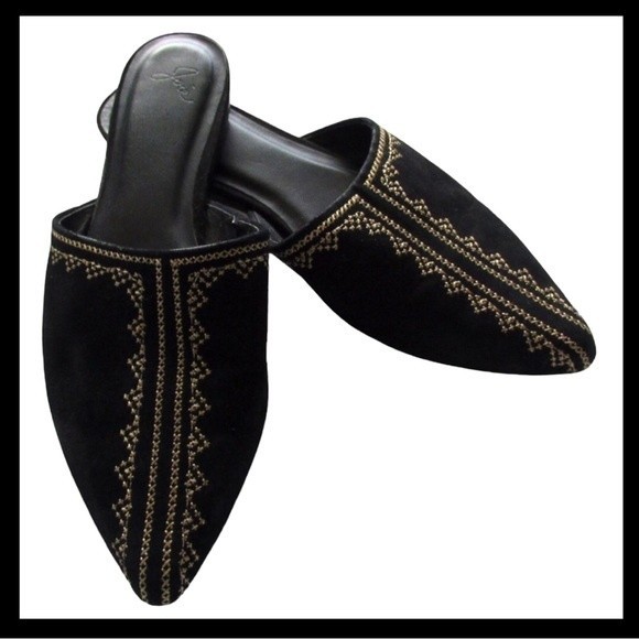 Joie Adia Mules  Embroidered Flats Shoes - Picture 4 of 6